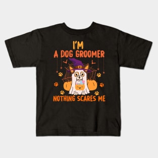 I'm A Dog Groomer Halloween Ghost Kids T-Shirt